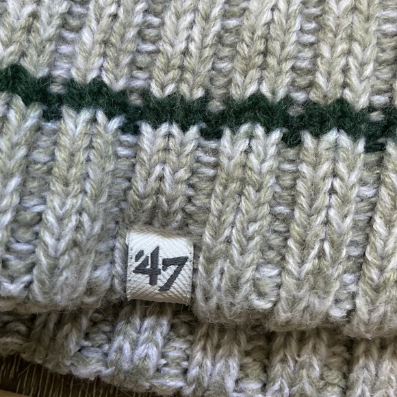 Milwaukee Bucks NBA Knit Beanie Hat Green Gray Tan Stripes One Size - Picture 4 of 7